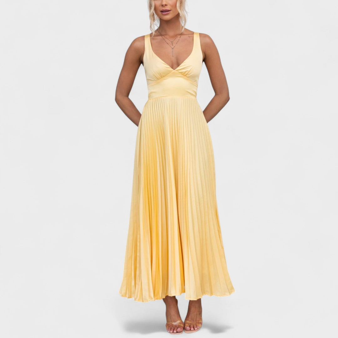 Abigail - Yellow Pleated Maxi Dress