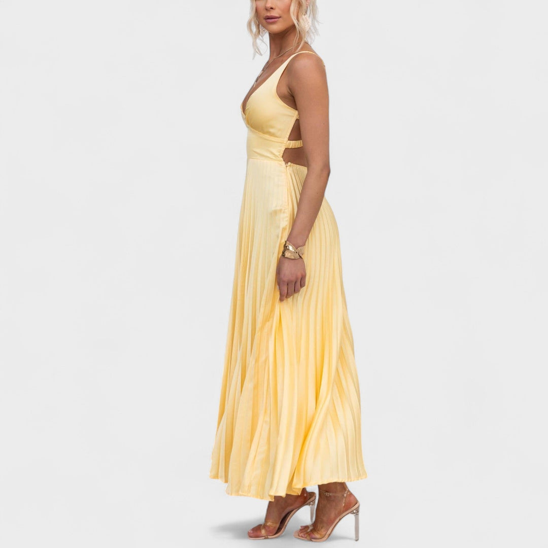 Abigail - Yellow Pleated Maxi Dress