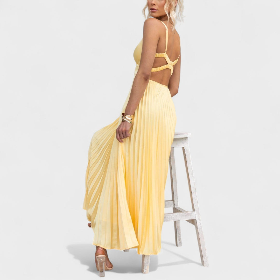 Abigail - Yellow Pleated Maxi Dress