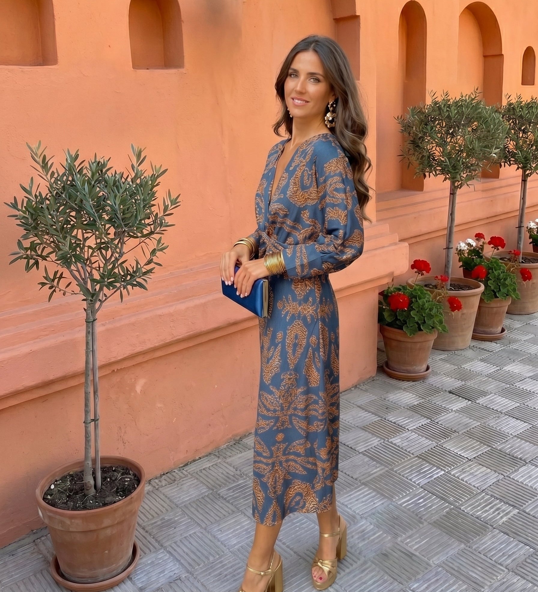 Sofie - Midi Dress with Elegant Print