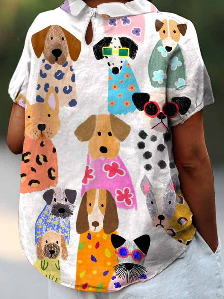 Tina - Dog Print Blouse