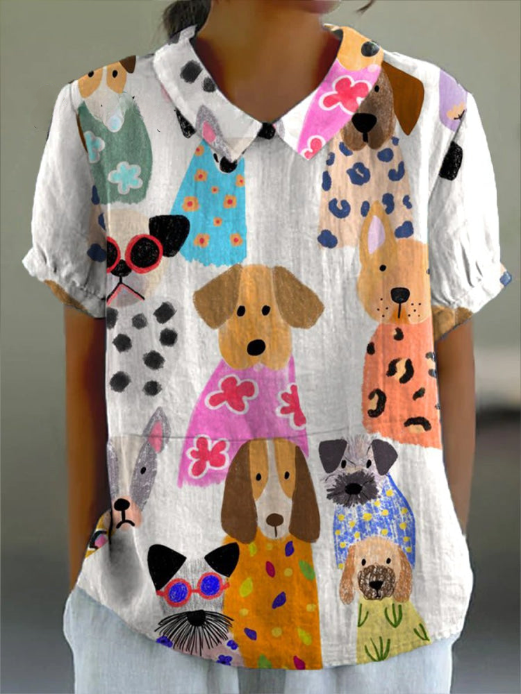 Tina - Dog Print Blouse