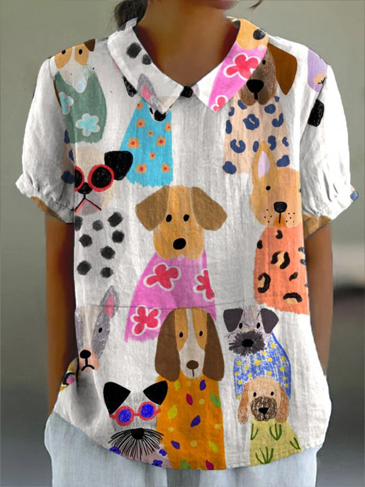Tina - Dog Print Blouse