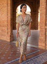 Leonie - Midi Dress with Knot Detail and Flowing Fall