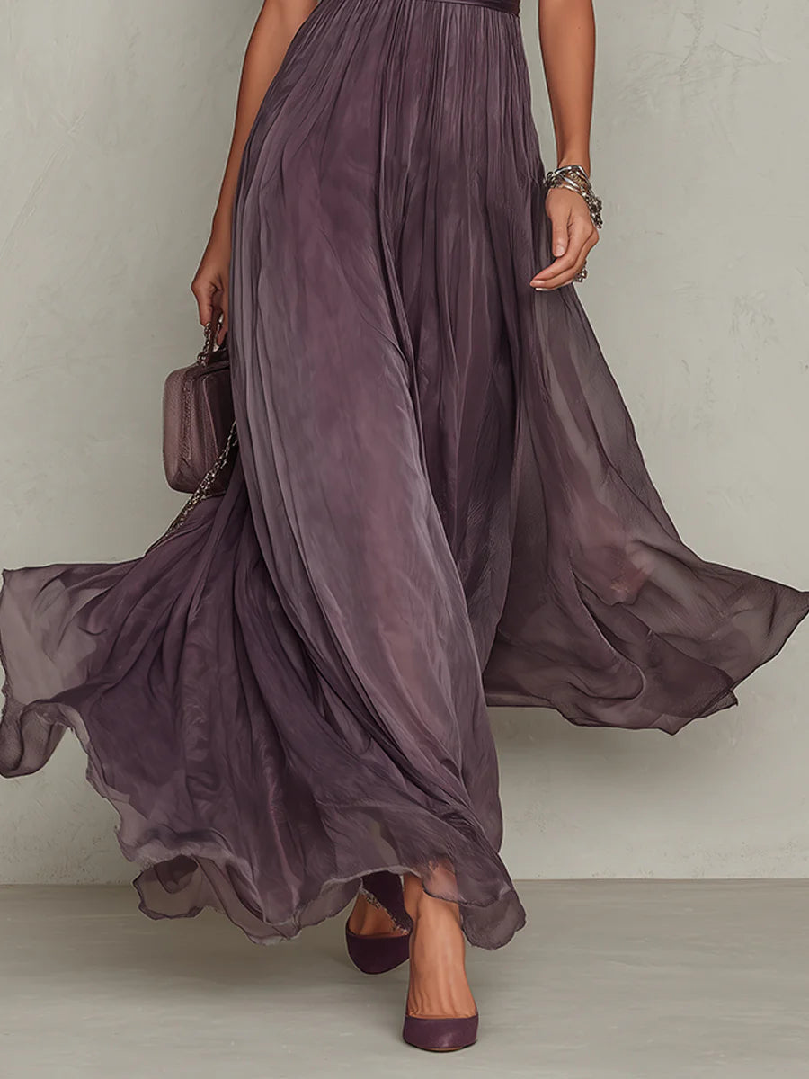 Ashley - Vintage Elegant Chiffon Maxi Dress