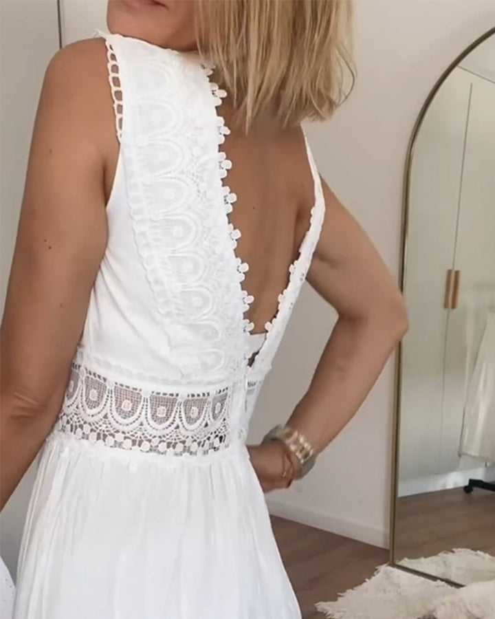 Charlotte - Handcrafted Lace Dress with V-Neckline
