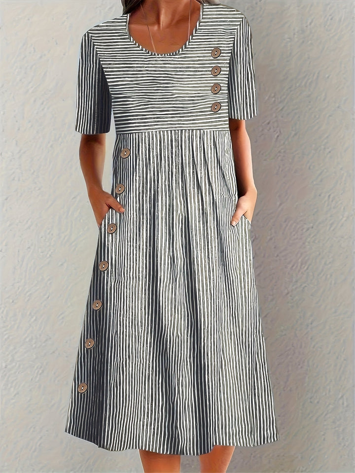 Aubrey - Elegant Striped Summer Midi Dress