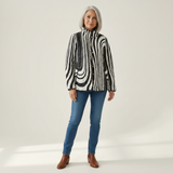 Alice - Black and White Quilted Jacket with Graphic Print