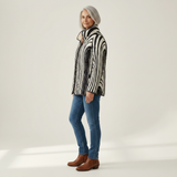 Alice - Black and White Quilted Jacket with Graphic Print