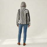 Alice - Black and White Quilted Jacket with Graphic Print