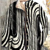 Alice - Black and White Quilted Jacket with Graphic Print