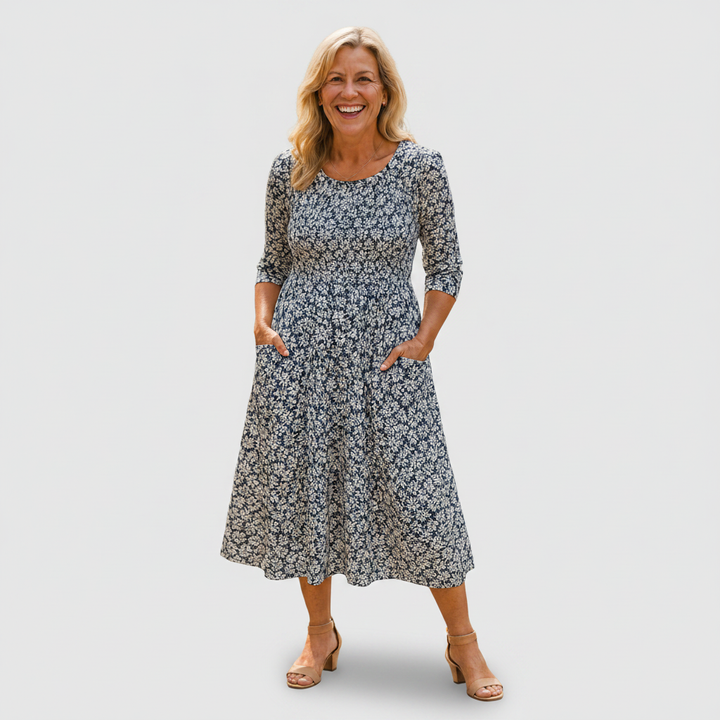 Blanche - Navy Midi Dress