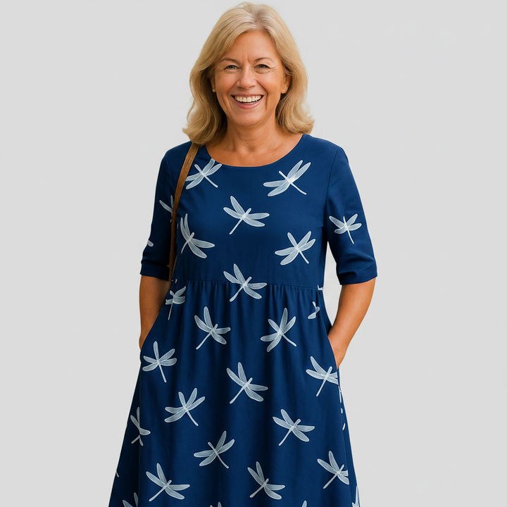 Blanche - Navy Midi Dress