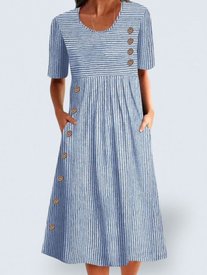 Aubrey - Elegant Striped Summer Midi Dress