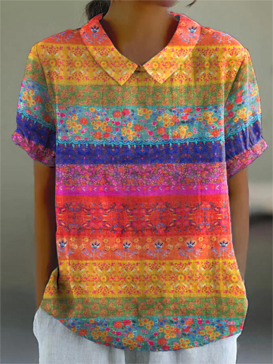 Mila - Floral Striped Blouse
