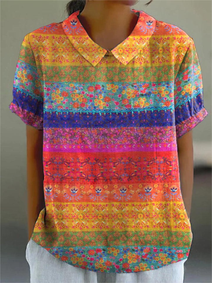 Mila - Floral Striped Blouse