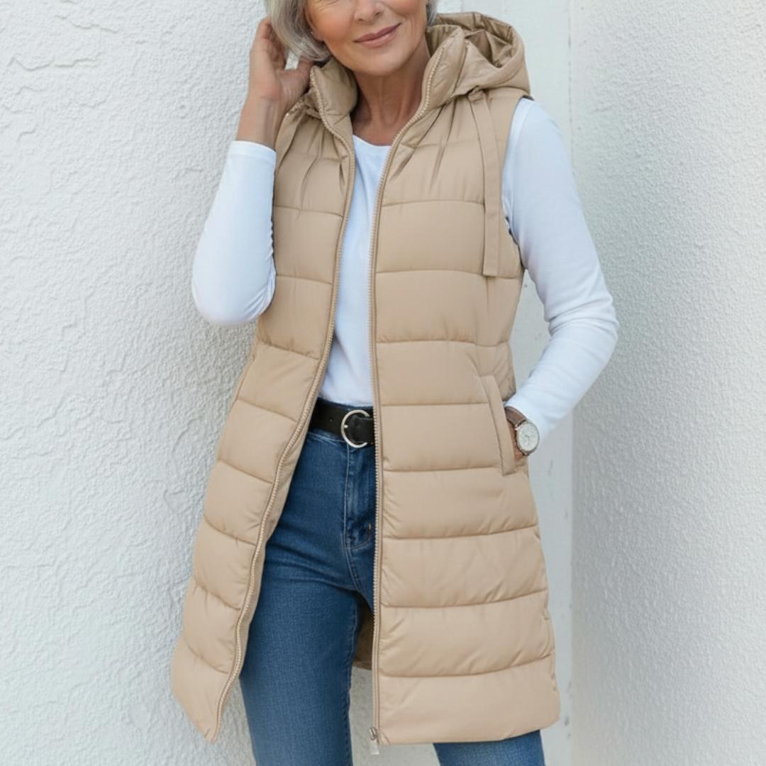 RAIN - Casual Sleeveless Hood Long Puffer Vest