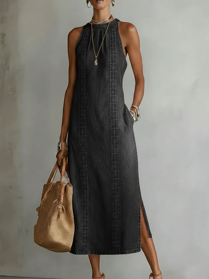 Julia - Retro Lace Denim Dress