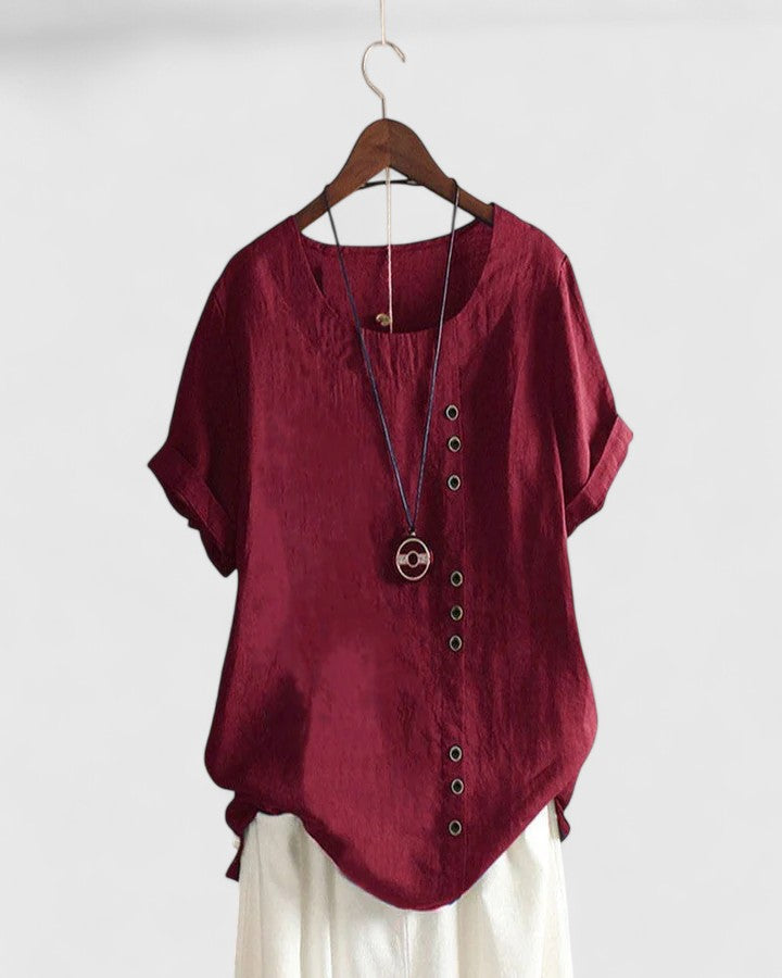 Elisavie - Comfortable Short Sleeve Blouse