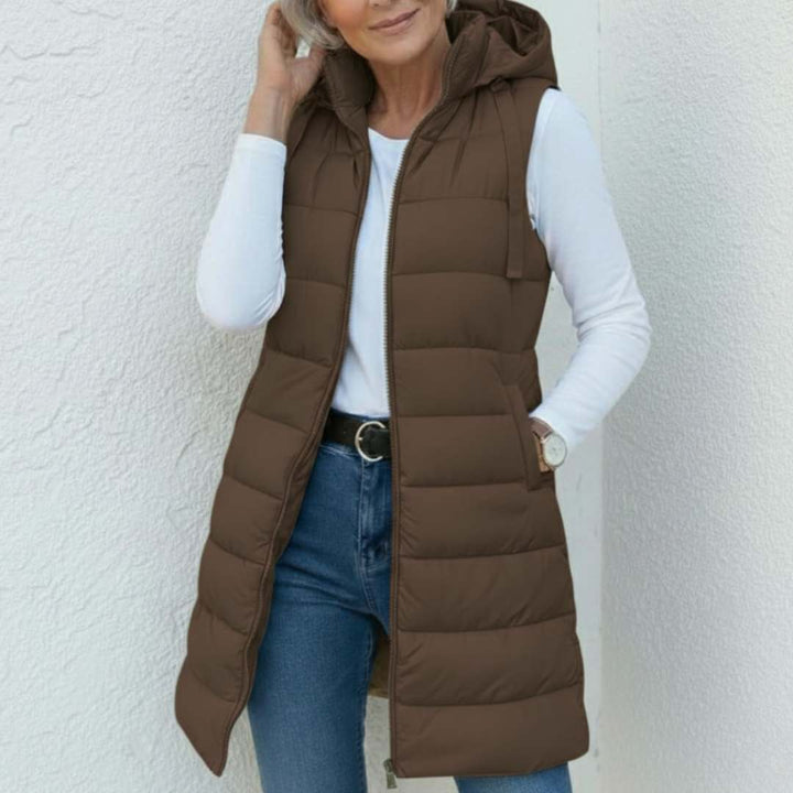 RAIN - Casual Sleeveless Hood Long Puffer Vest
