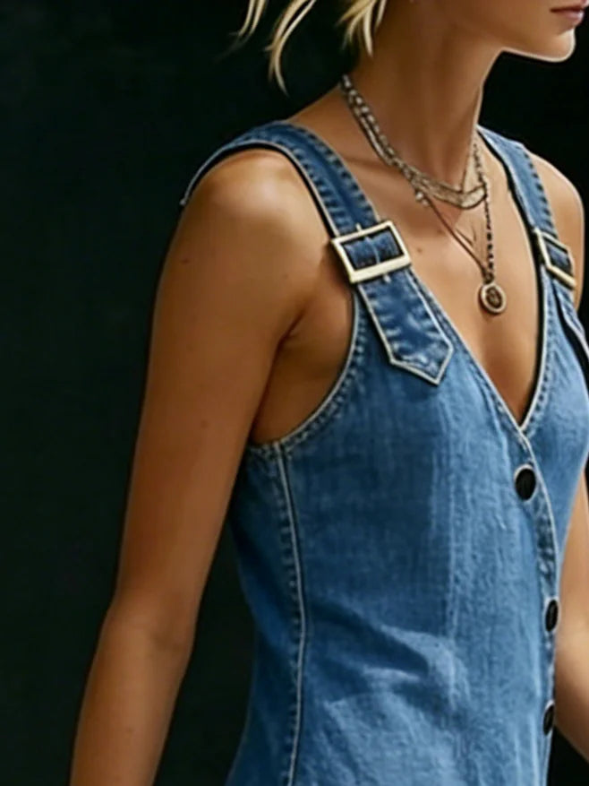 Vera - Long Denim Button Down Dress
