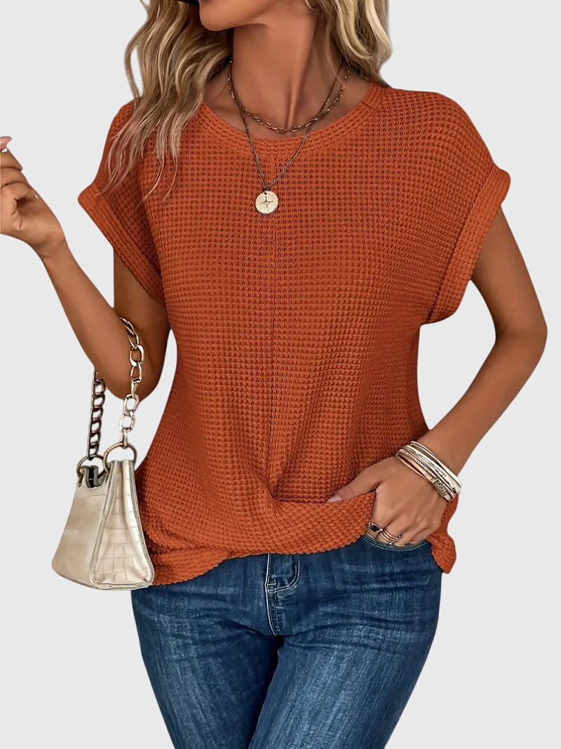 Isa - Elegant Blouse with Crew Neck