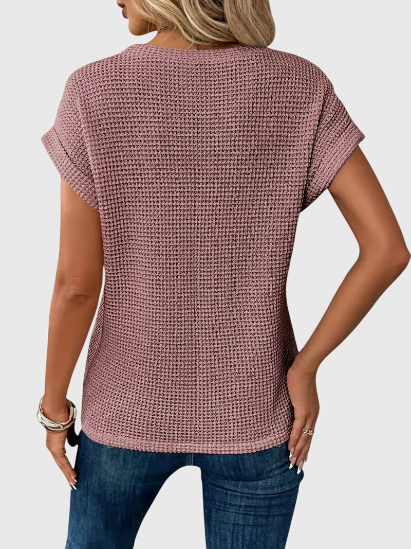 Isa - Elegant Blouse with Crew Neck