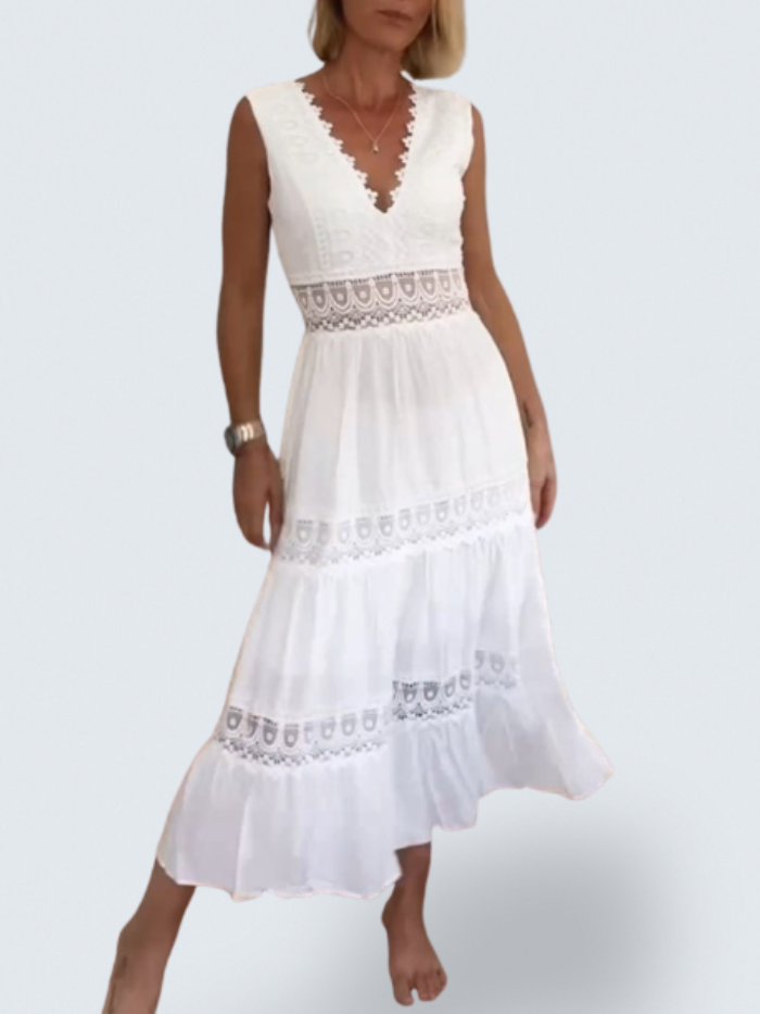 Charlotte - Handcrafted Lace Dress with V-Neckline