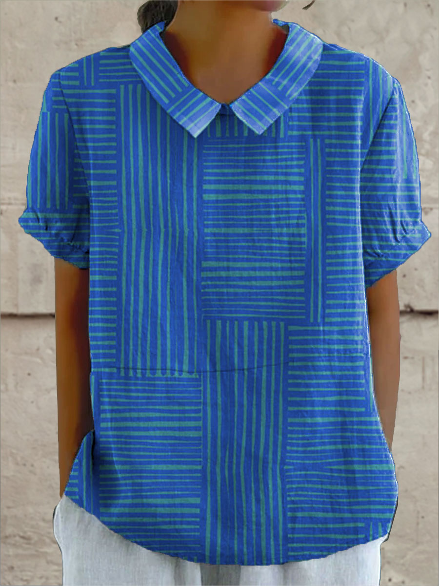 Maya - Striped Geometric Blouse