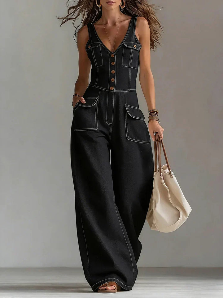 Sophie - Casual Denim Wide Jumpsuit