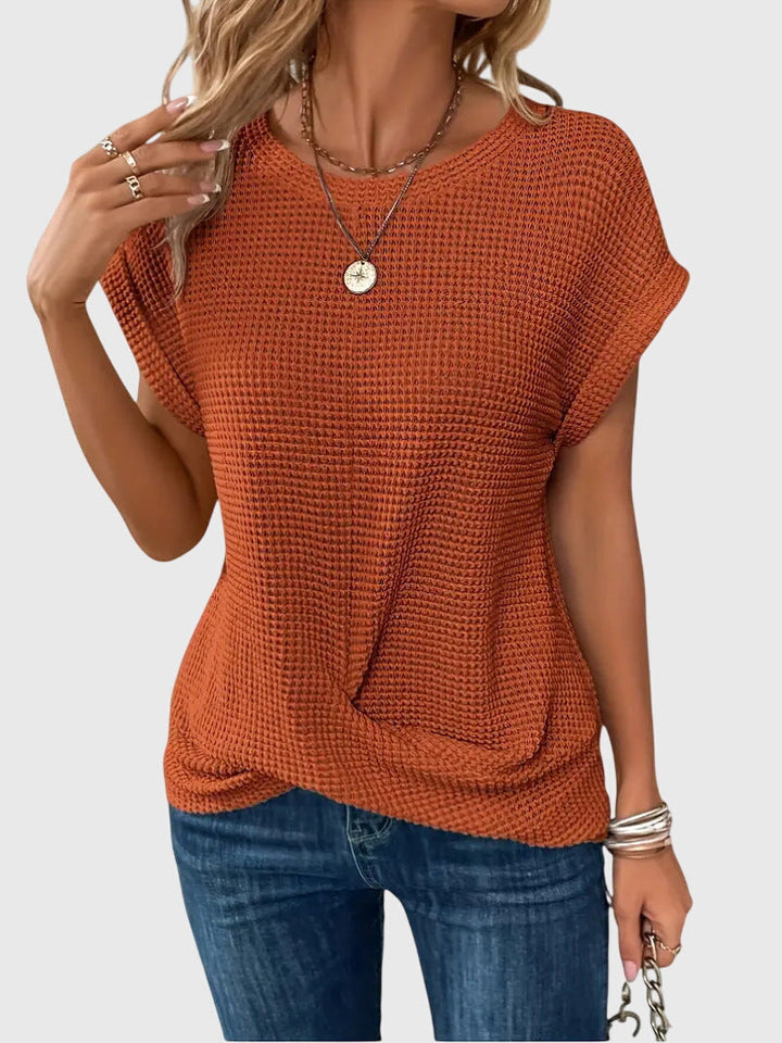 Isa - Elegant Blouse with Crew Neck
