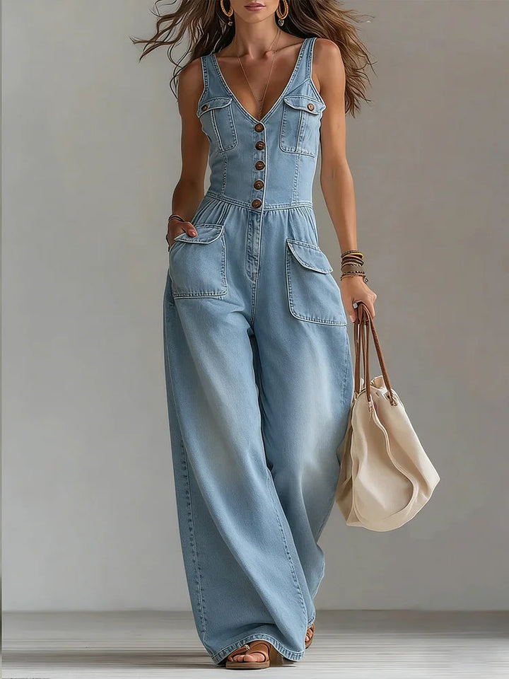 Sophie - Casual Denim Wide Jumpsuit