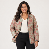 Kate - Terracotta Damask Quilted Jacket