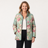 Charlotte - Retro Floral Patterned Quilted Jacket