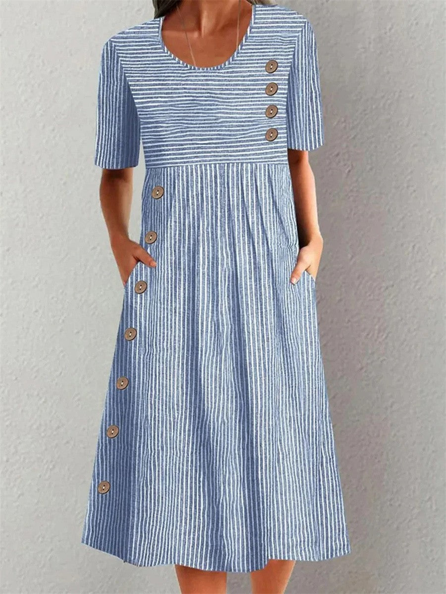 Aubrey - Elegant Striped Summer Midi Dress