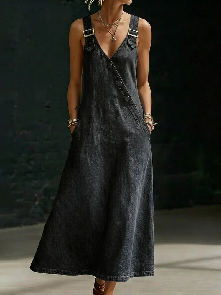 Vera - Long Denim Button Down Dress