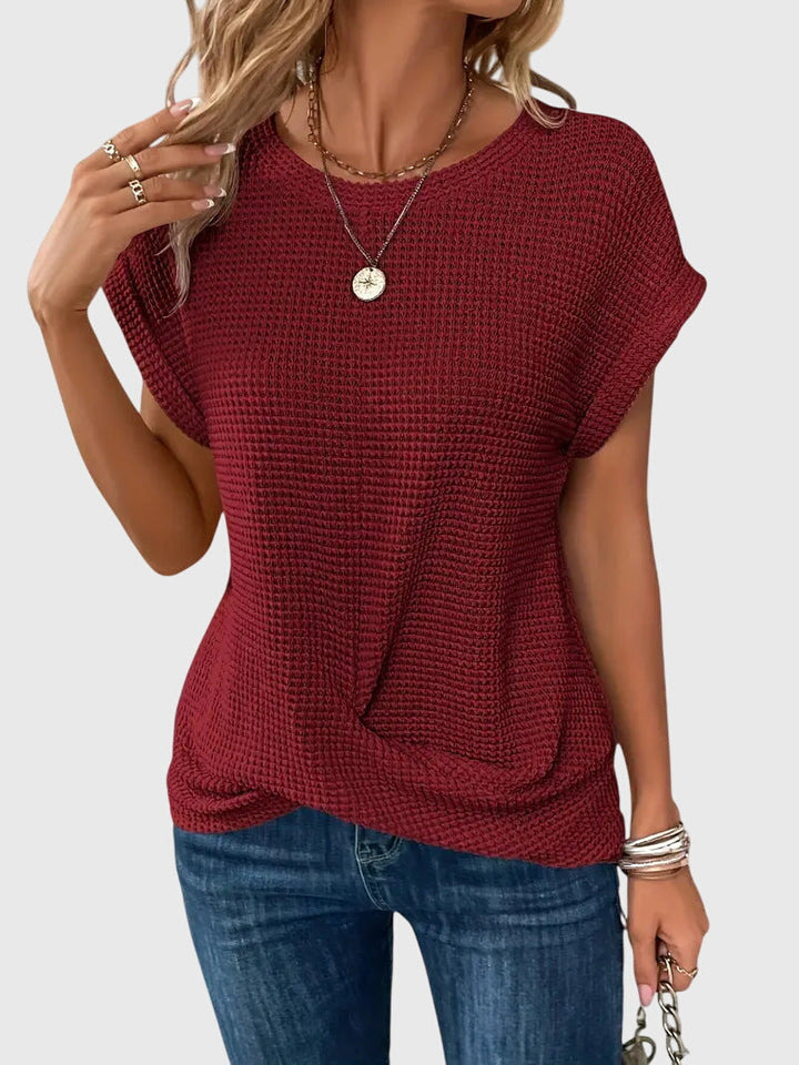 Isa - Elegant Blouse with Crew Neck