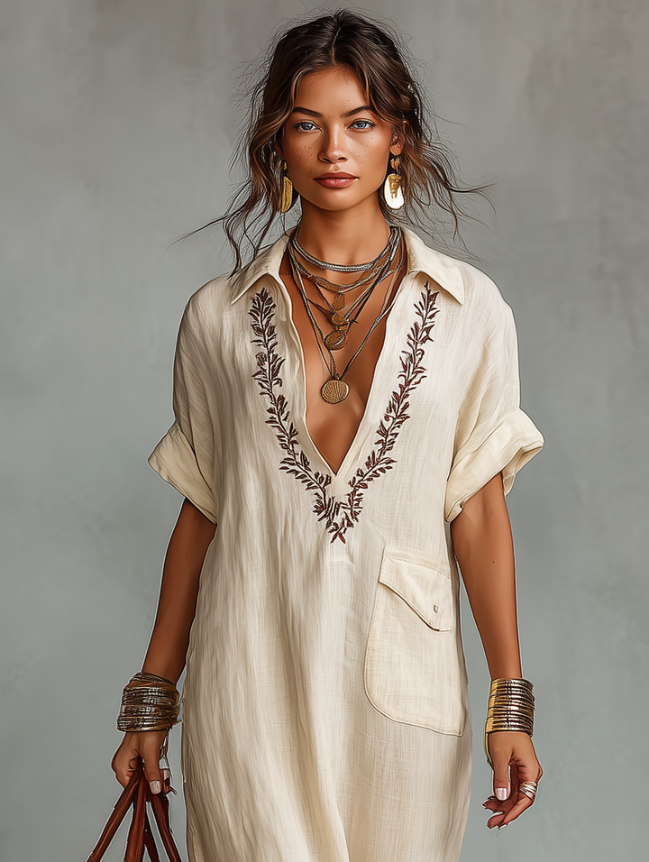 Beatrice - Embroidered Shirt Dress