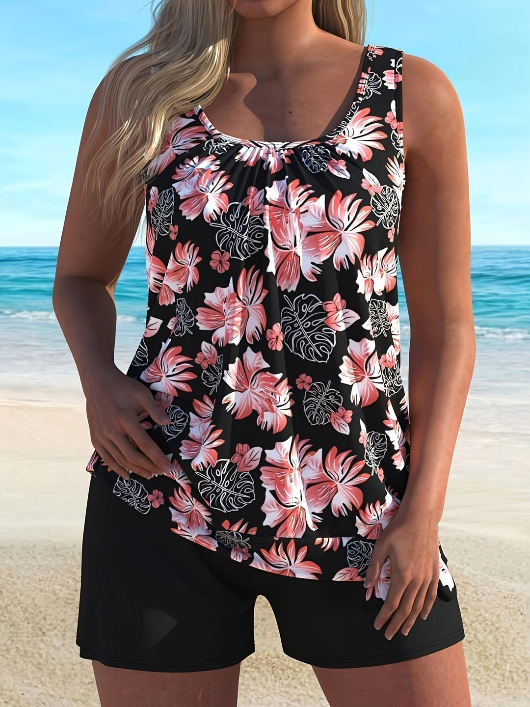 Samantha - Floral Print Tankini Set
