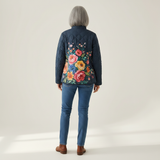 Emily - Navy Quilted Jacket with Floral Print
