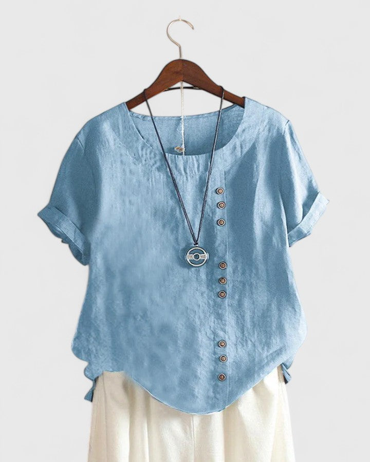 Elisavie - Comfortable Short Sleeve Blouse