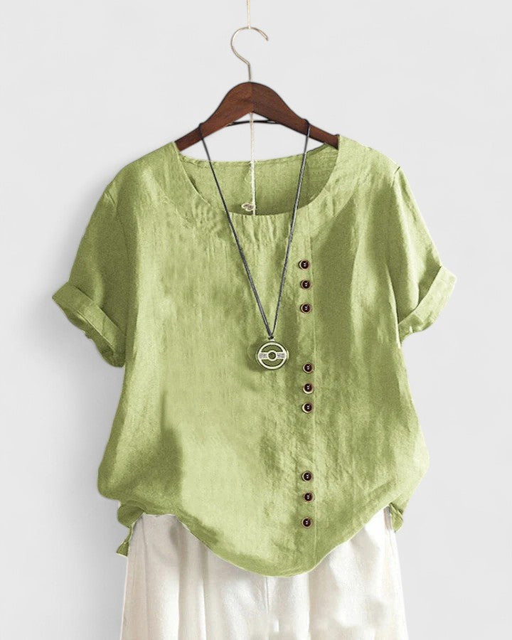 Elisavie - Comfortable Short Sleeve Blouse