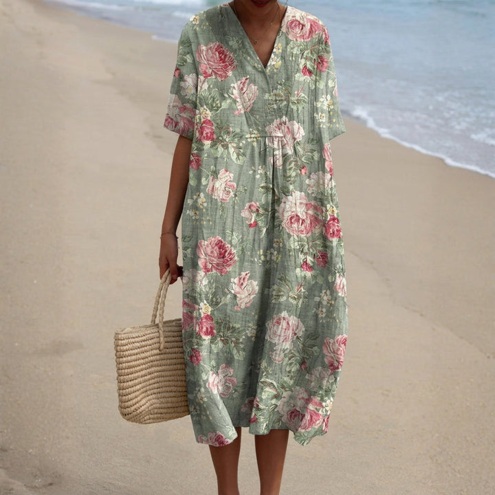 Camellia - Retro Floral Midi Dress