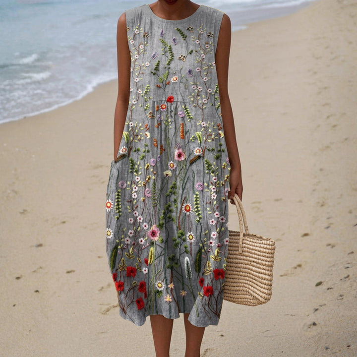 Viviana - Embroidered Floral Field Dress