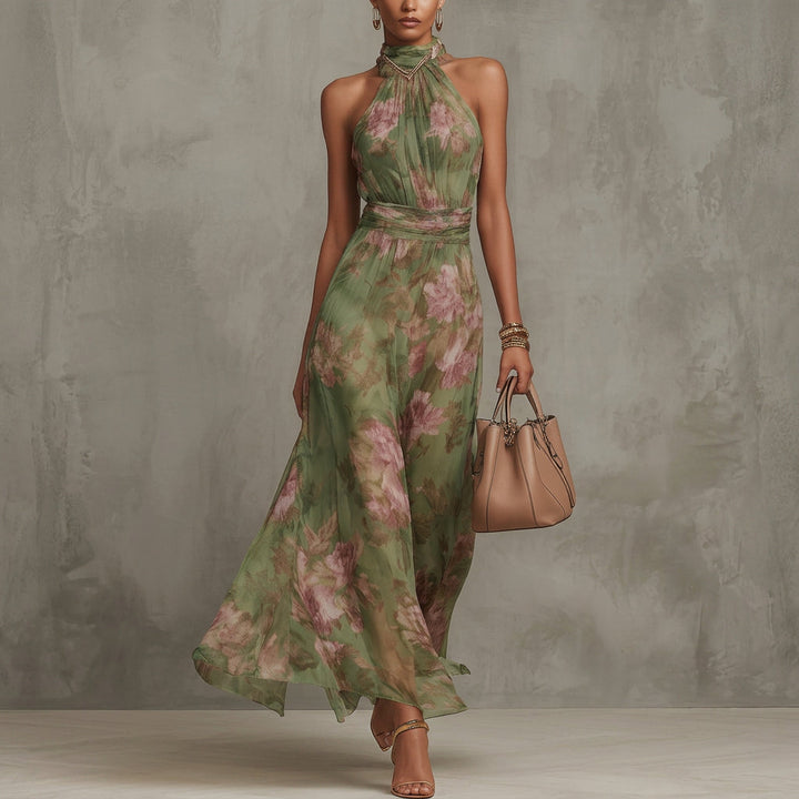 Piper - Long Floral Halter Dress