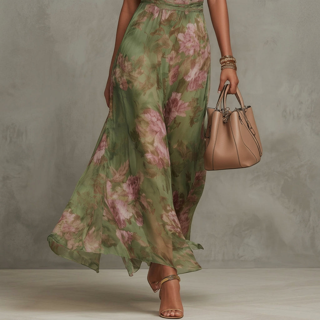 Piper - Long Floral Halter Dress