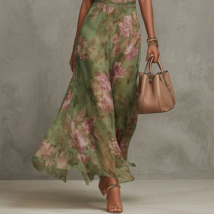 Piper - Long Floral Halter Dress