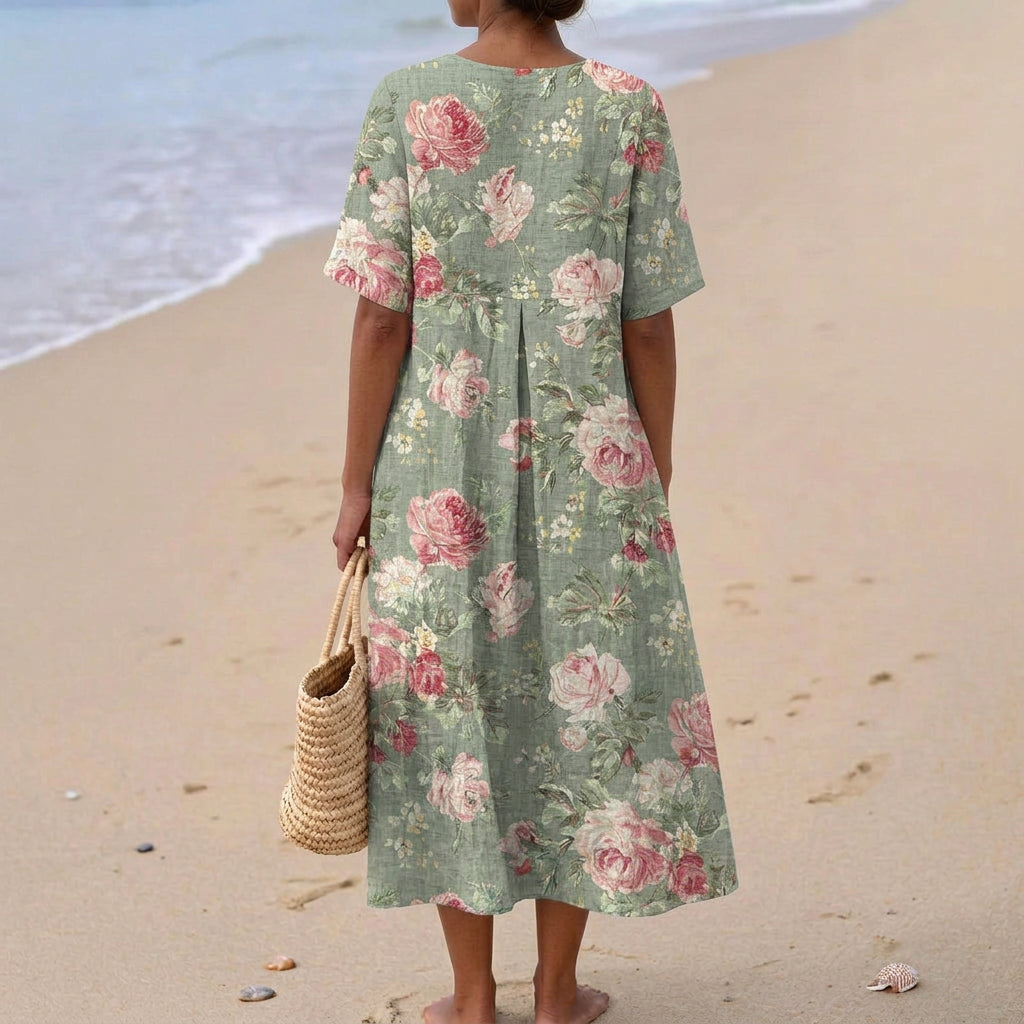 Camellia - Retro Floral Midi Dress