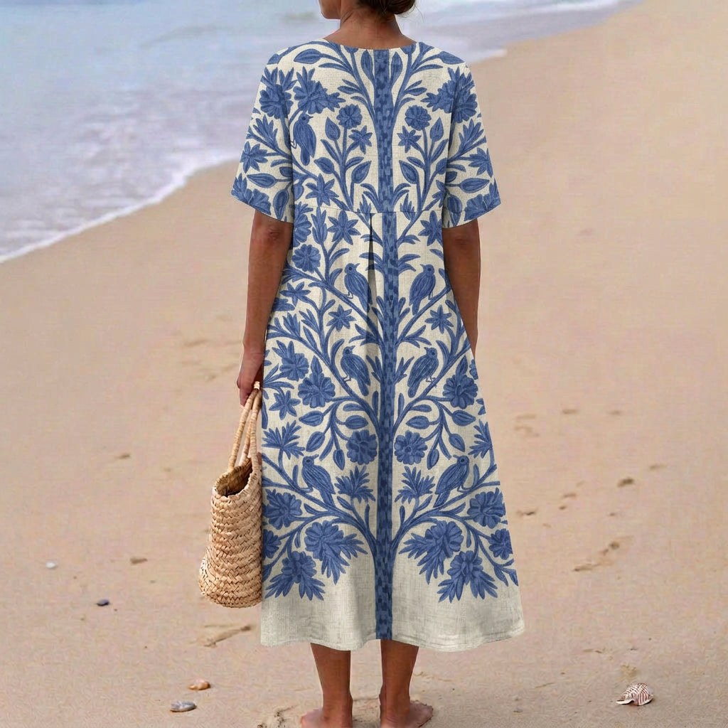 Esmeralda - Embroidered Blue Dress
