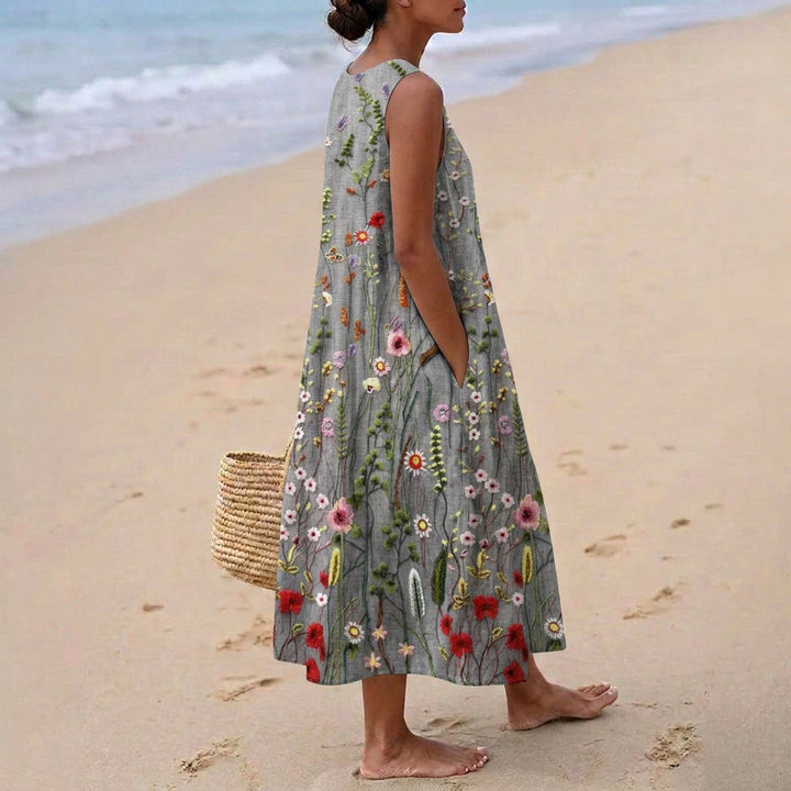 Viviana - Embroidered Floral Field Dress